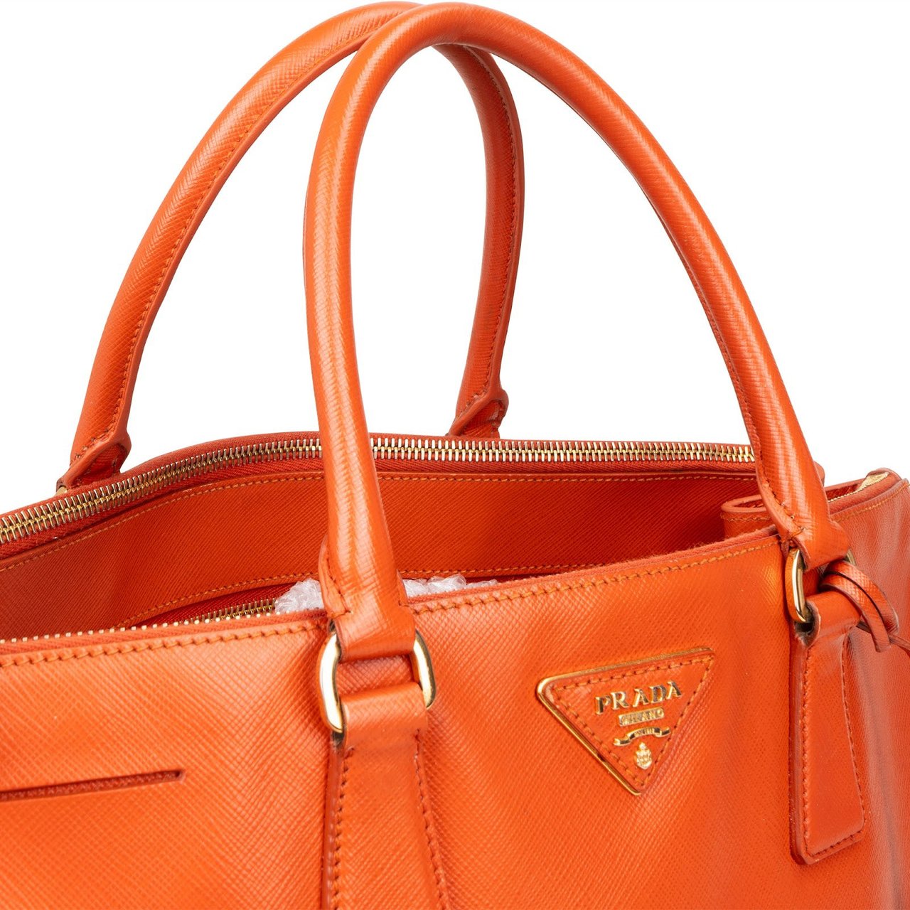 Prada Prada Orange Saffiano Leather Lux Galleria Handbag Oranje
