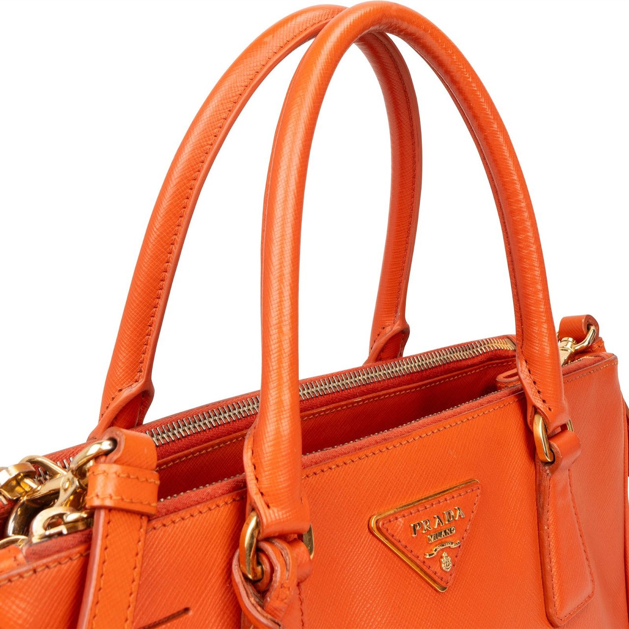 Prada Prada Orange Saffiano Leather Galleria Handbag Oranje