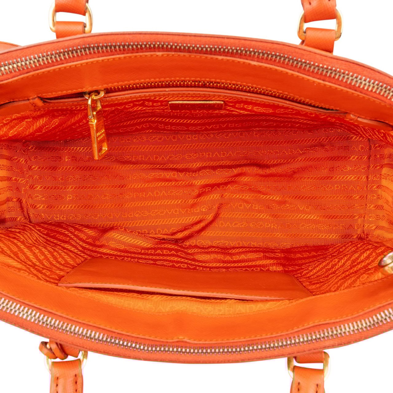 Prada Prada Orange Saffiano Leather Galleria Handbag Oranje