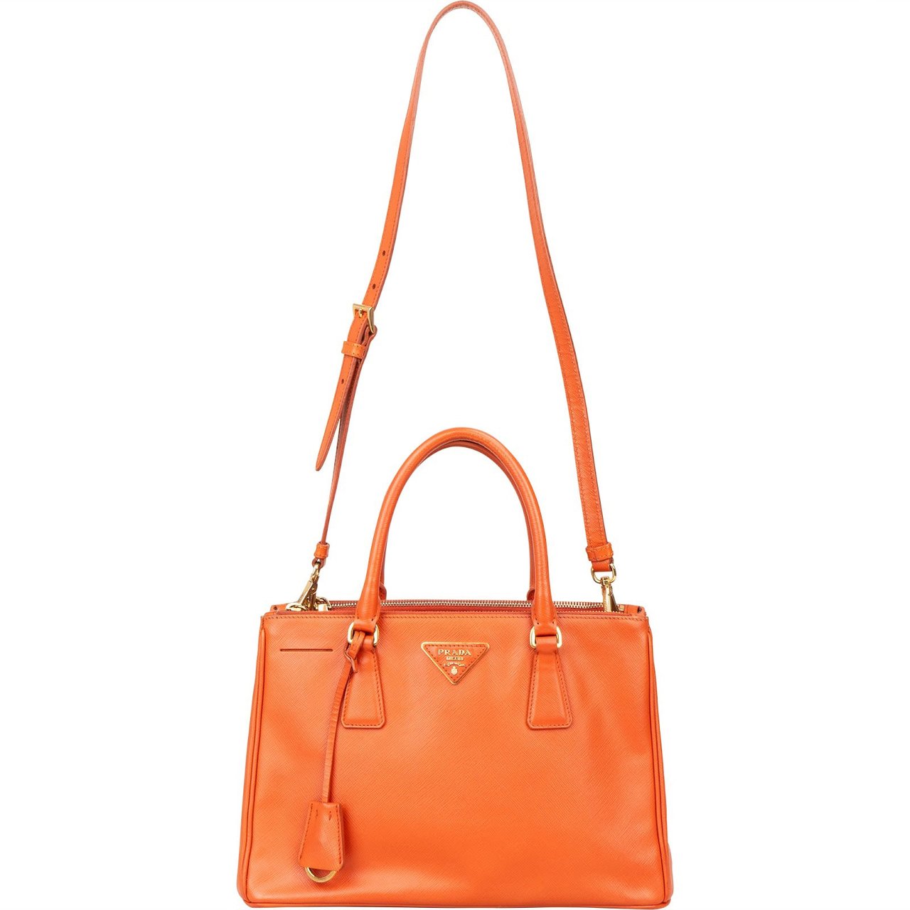 Prada Prada Orange Saffiano Leather Galleria Handbag Oranje