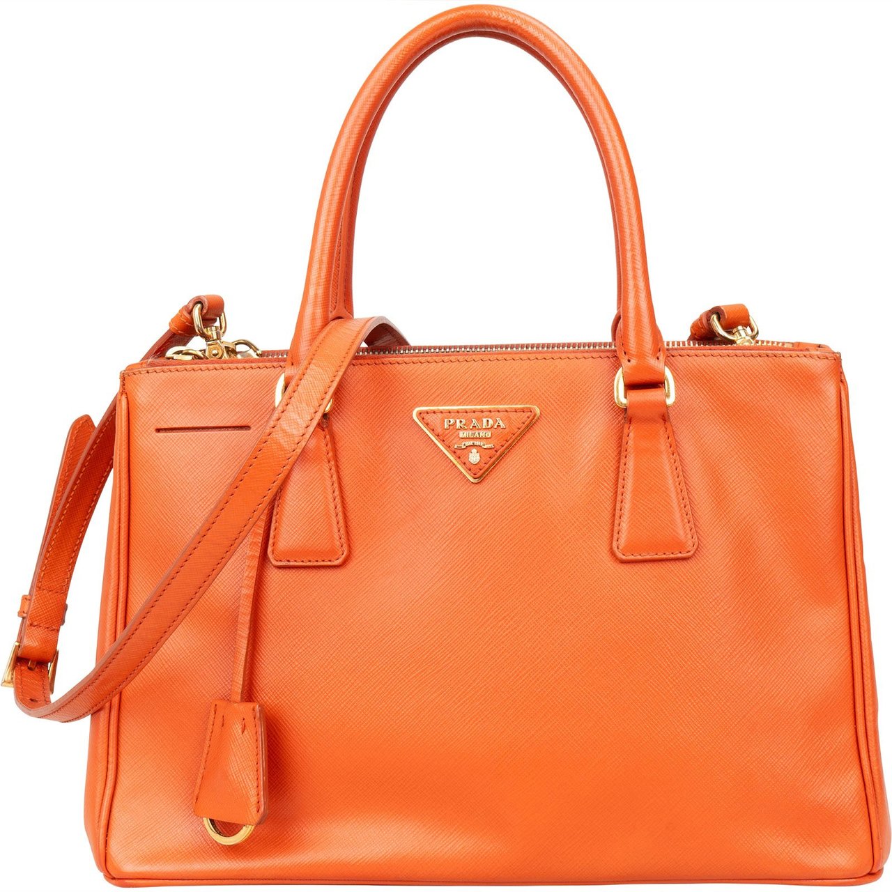 Prada Prada Orange Saffiano Leather Galleria Handbag Oranje