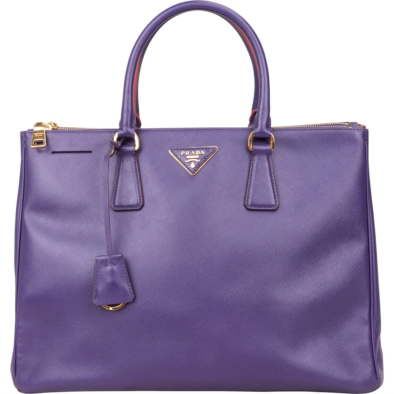 Prada Prada Purple Saffiano Leather Lux Galleria Handbag Paars