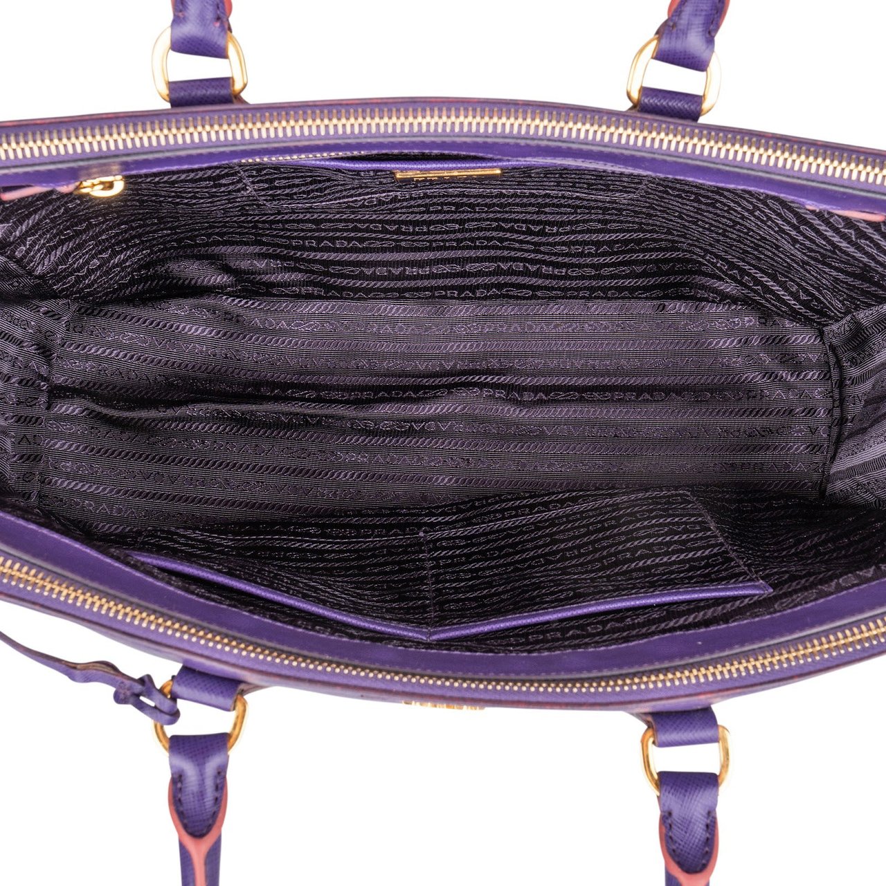 Prada Prada Purple Saffiano Leather Lux Galleria Handbag Paars