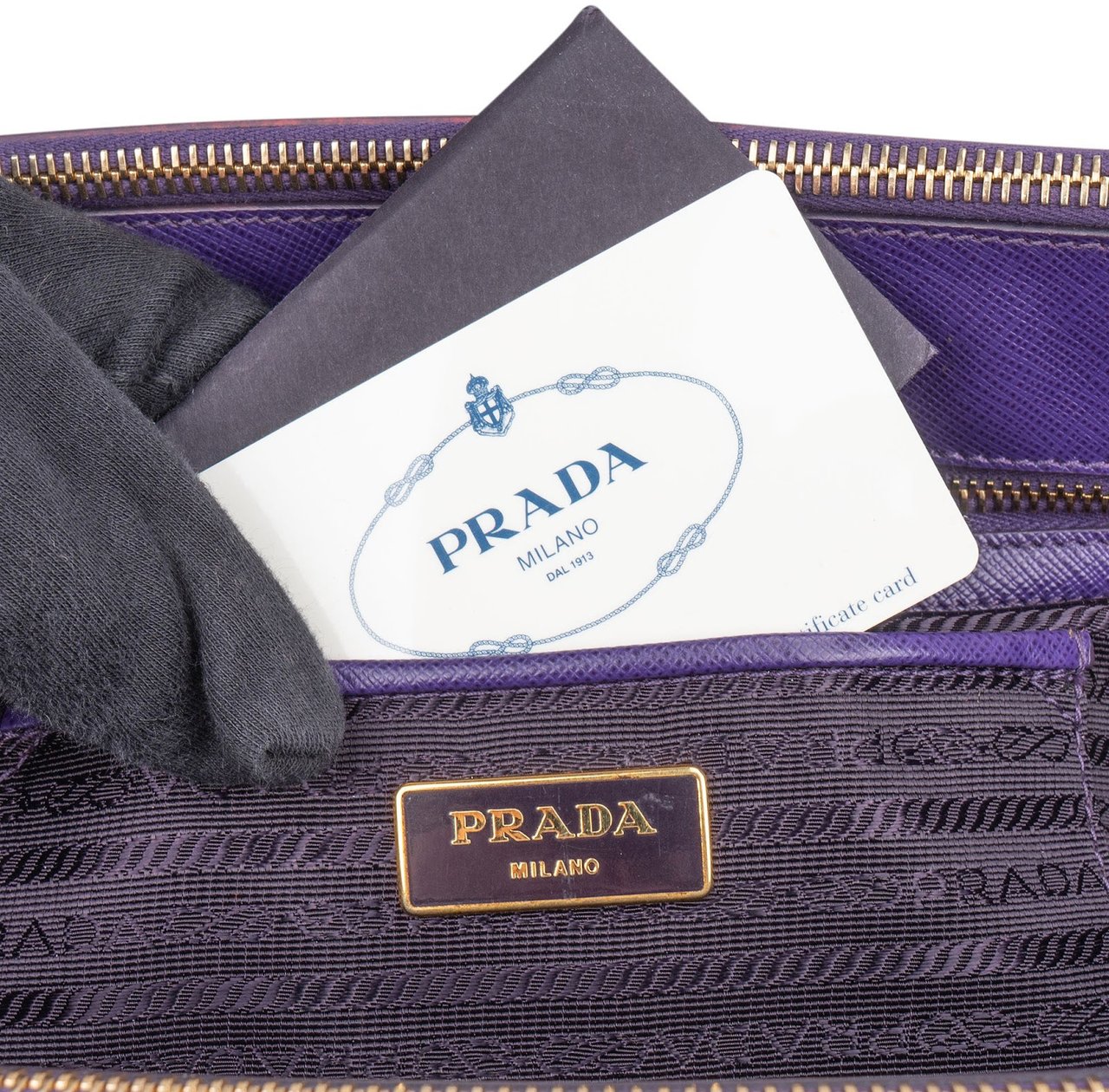 Prada Prada Purple Saffiano Leather Lux Galleria Handbag Paars