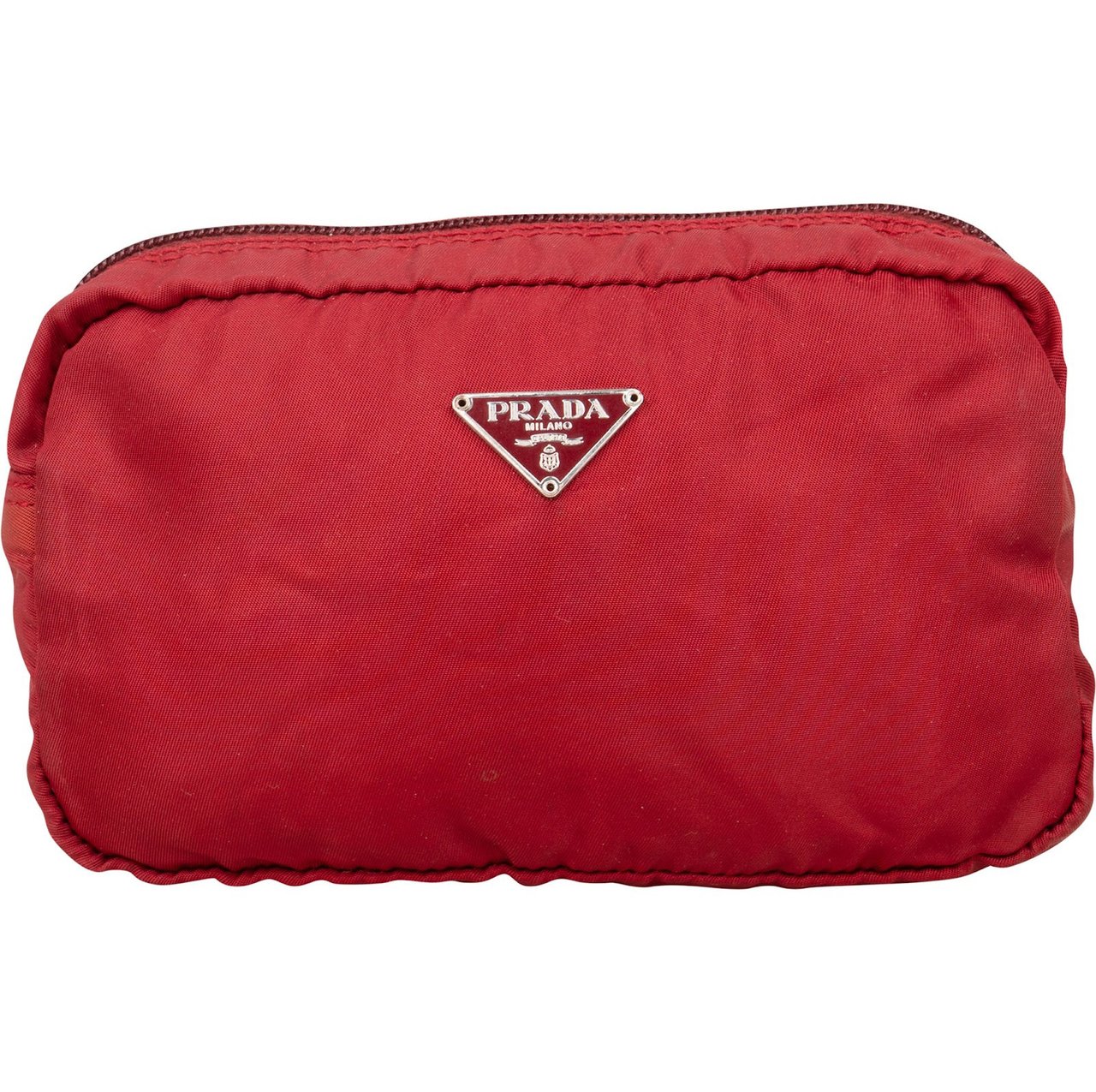 Prada Prada Nylon Triangle Cosmetic Pouch Rood