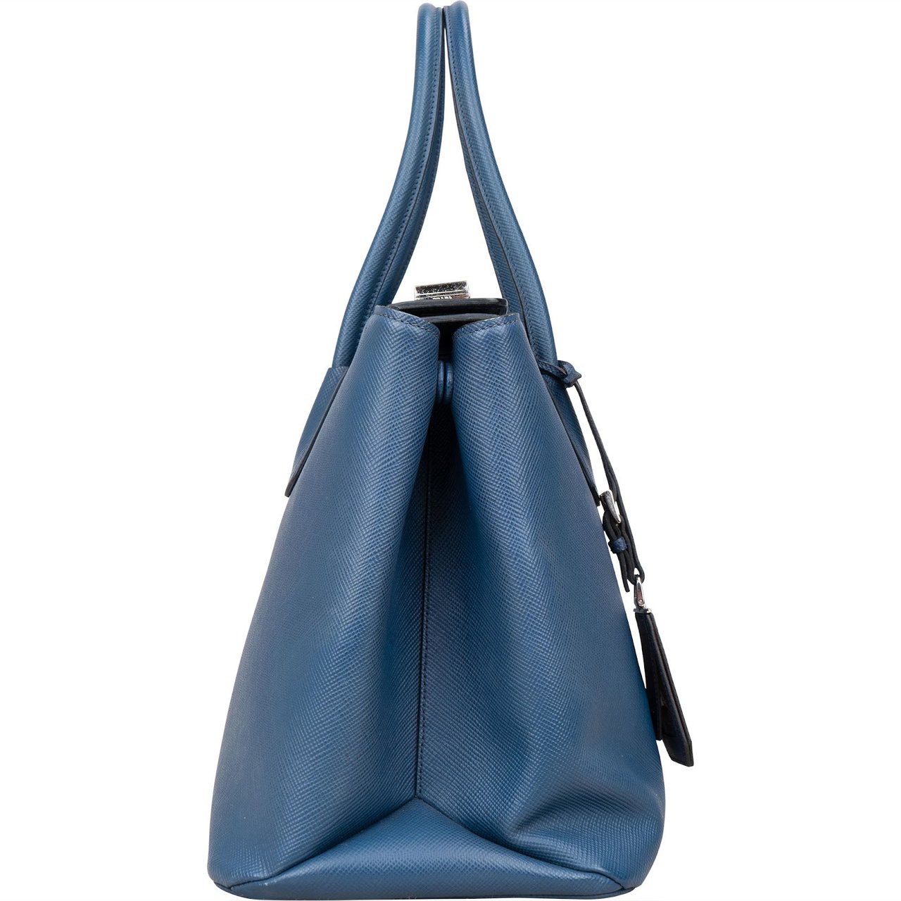 Prada Saffiano Leather Galleria Turnlock Double Handbag Blauw