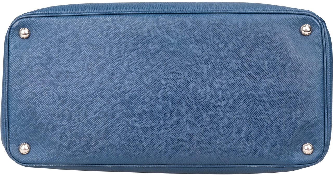 Prada Prada Saffiano Leather Galleria Turnlock Double Handbag Blauw