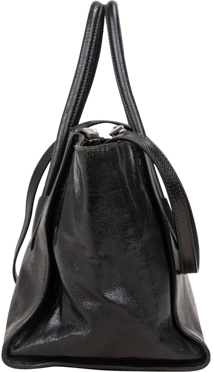 Prada Prada Nero Calf Leather Tote Handbag Zwart