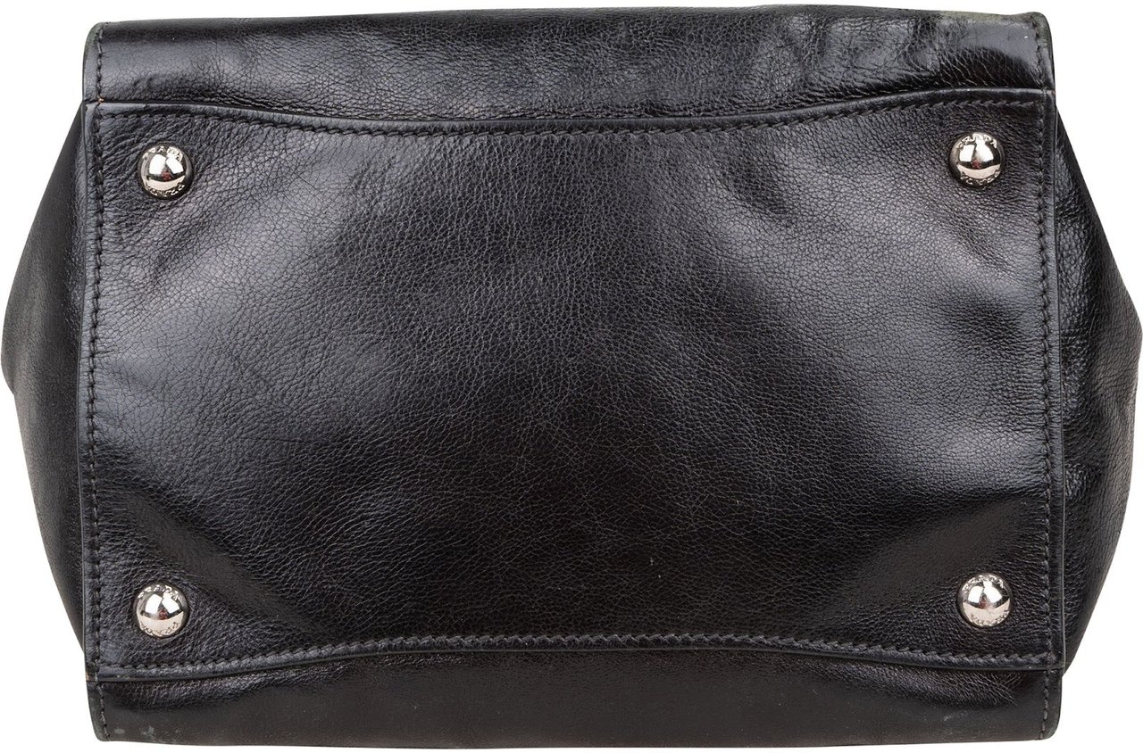 Prada Prada Nero Calf Leather Tote Handbag Zwart