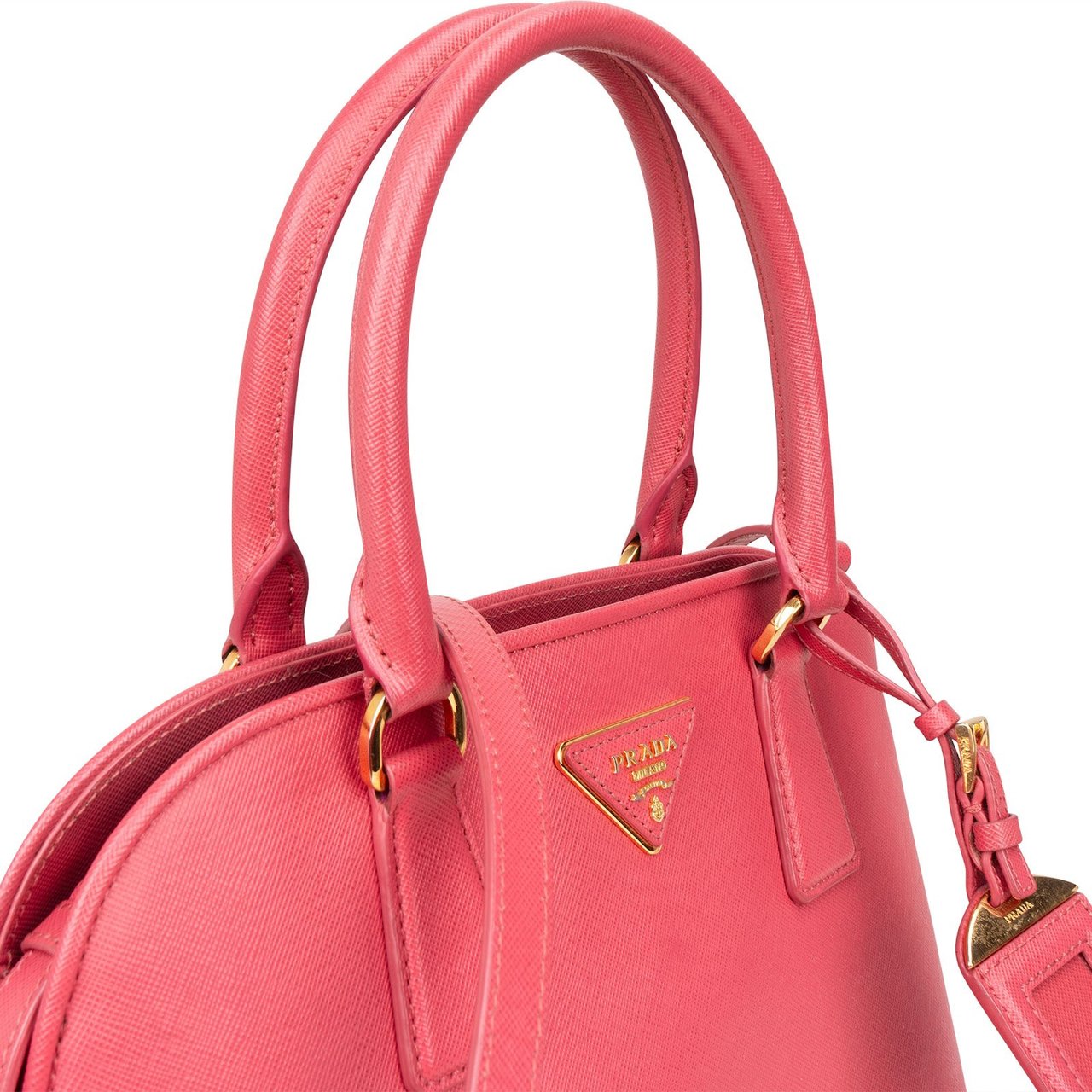 Prada Prada Saffiano Leather Promenade Handbag Rood