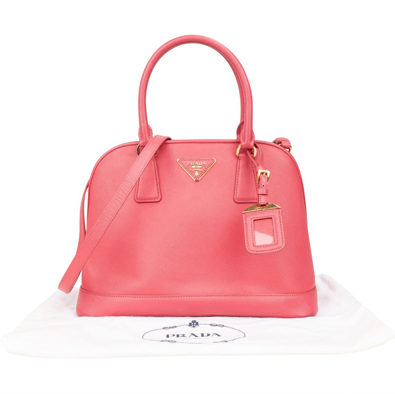 Prada Prada Saffiano Leather Promenade Handbag Rood