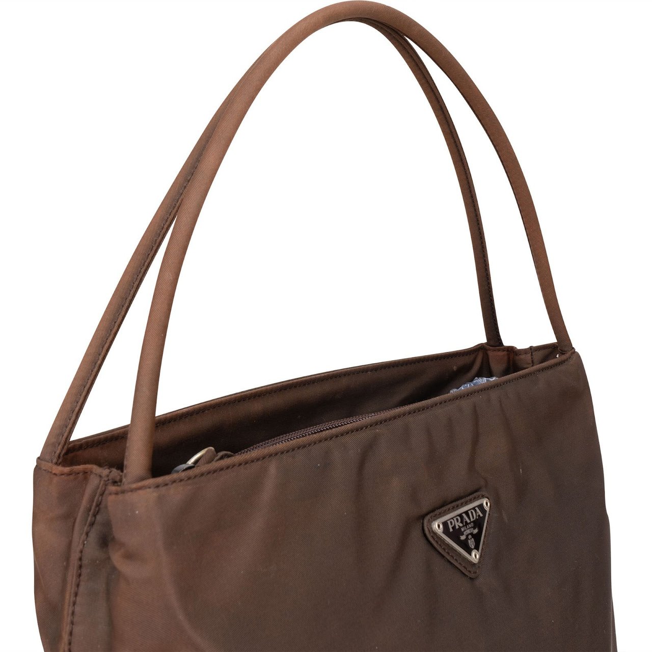 Prada Prada Tessuto Nylon Tote Shoulder Bag Bruin