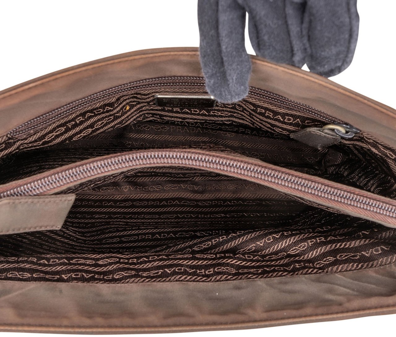 Prada Prada Tessuto Nylon Tote Shoulder Bag Bruin