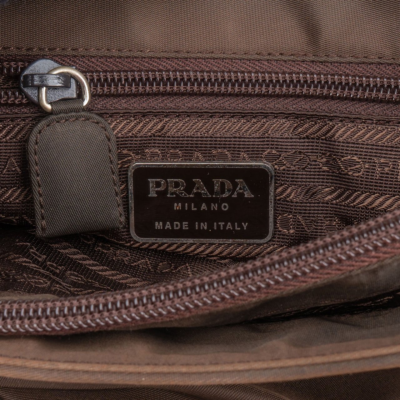 Prada Prada Tessuto Nylon Tote Shoulder Bag Bruin