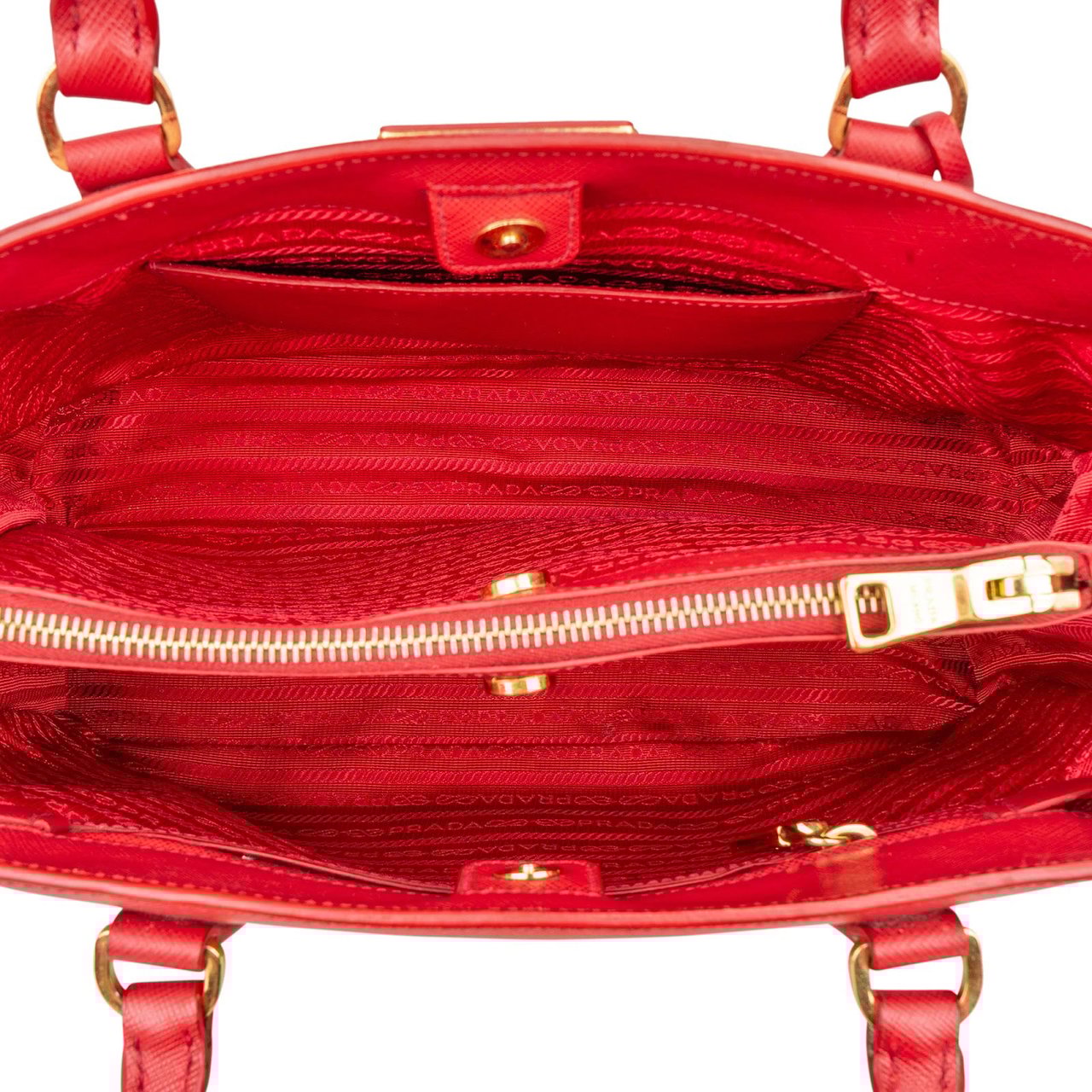 Prada Prada Saffiano Leather Galleria Handbag Rood