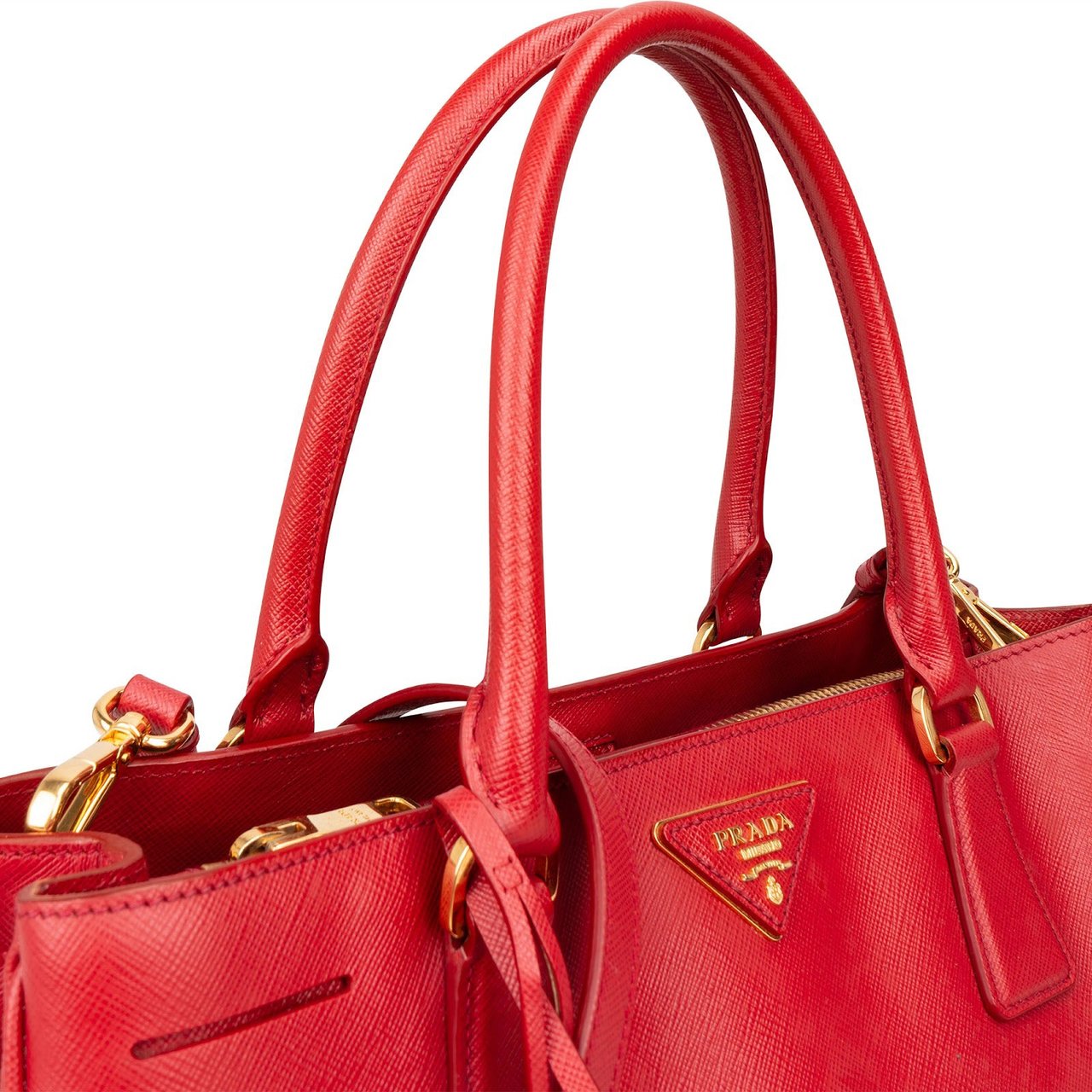 Prada Prada Saffiano Leather Galleria Handbag Rood