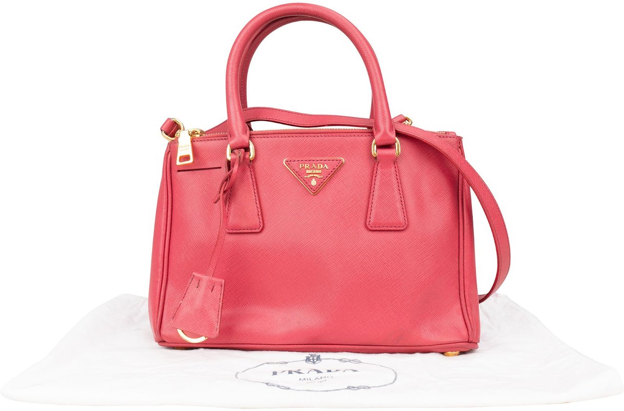 Prada Prada Saffiano Leather Small Galleria Tote Handbag Rood