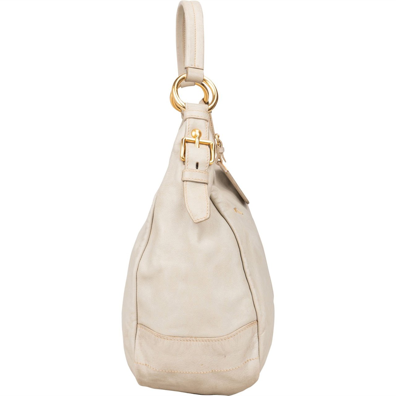Prada Prada Vitello Daino Leather Hobo Shoulder Bag Beige