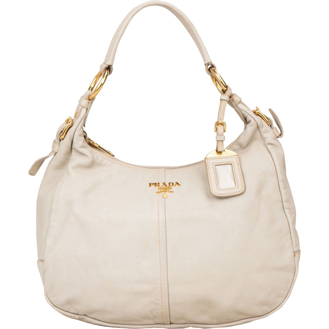 Prada Prada Vitello Daino Leather Hobo Shoulder Bag Beige
