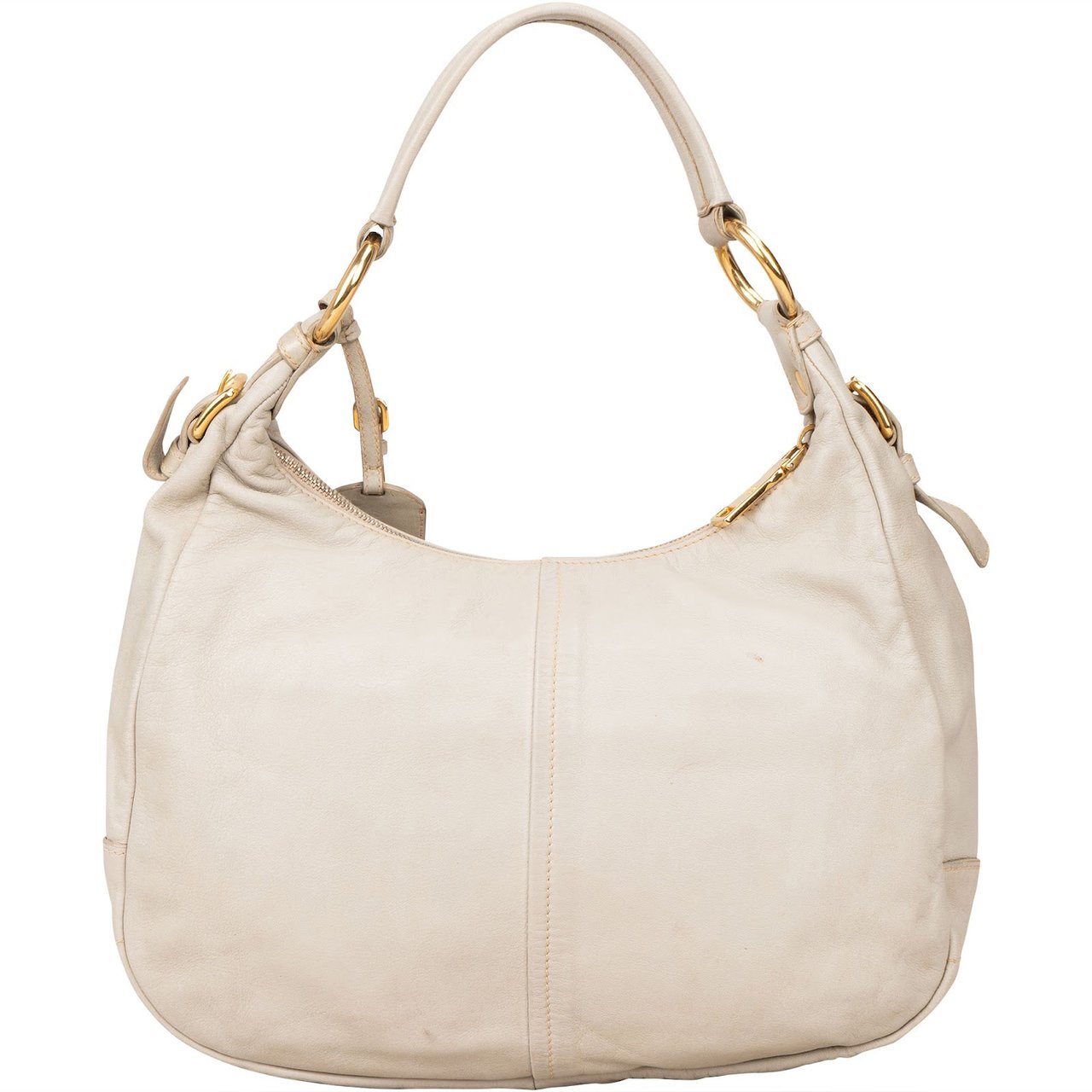 Prada Prada Vitello Daino Leather Hobo Shoulder Bag Beige