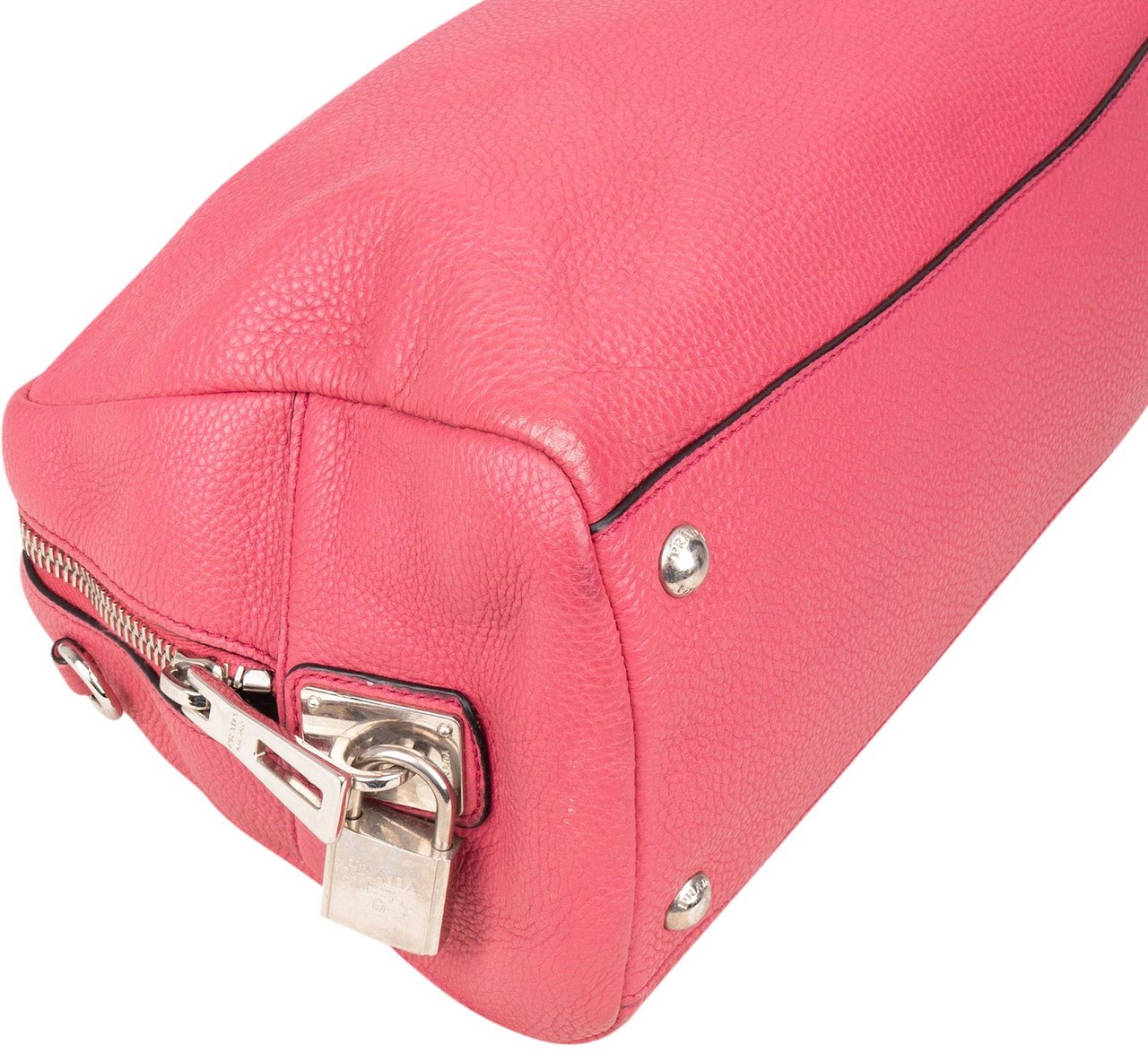Prada Grained Leather Bauletto Handbag Roze