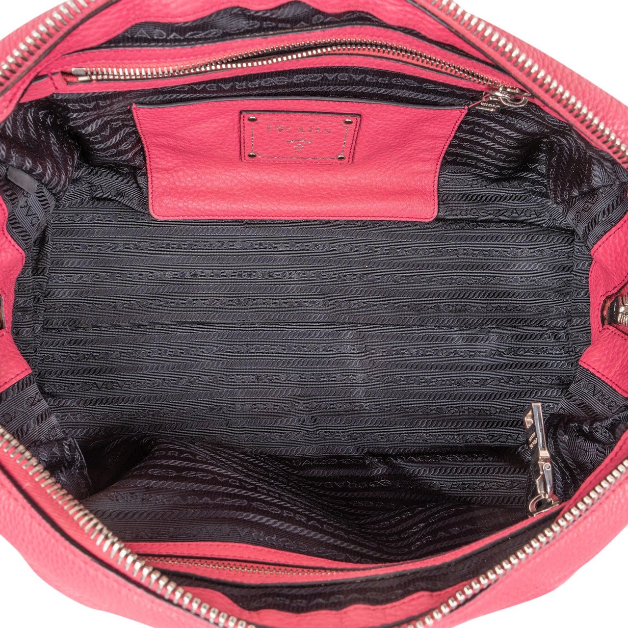 Prada Grained Leather Bauletto Handbag Roze