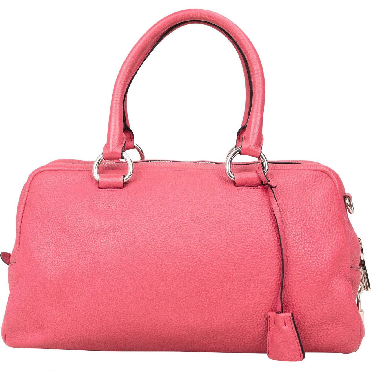 Prada Grained Leather Bauletto Handbag Roze