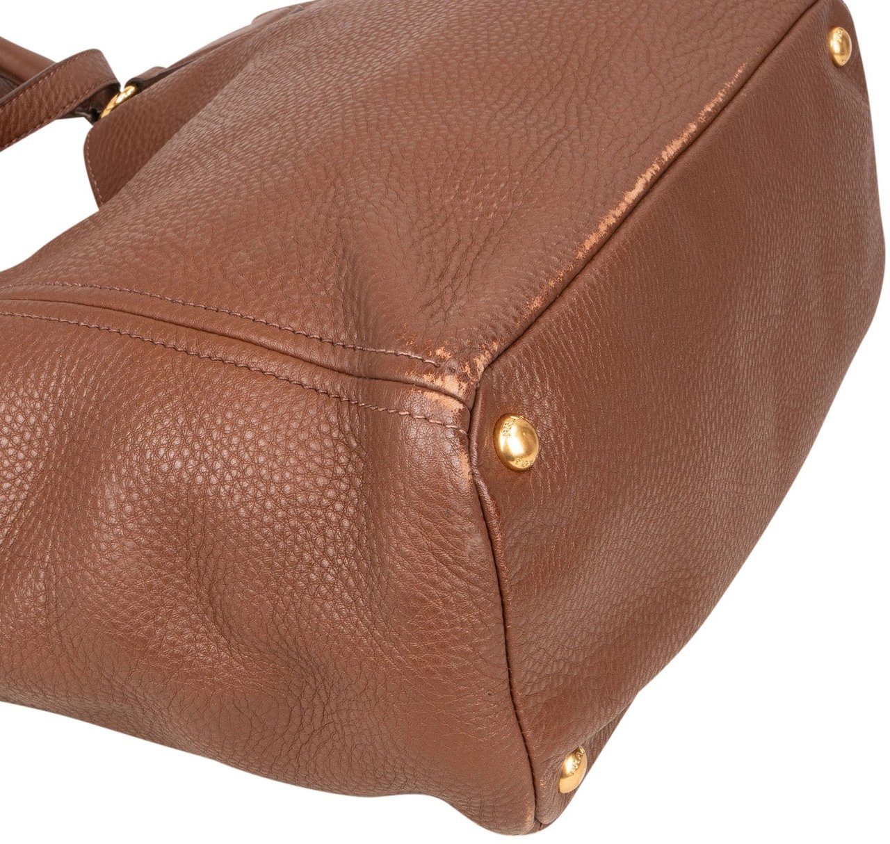 Prada Prada Pebbled Leather Vitello Handbag Bruin