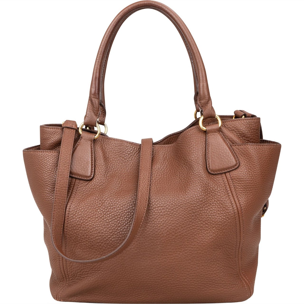 Prada Prada Pebbled Leather Vitello Handbag Bruin