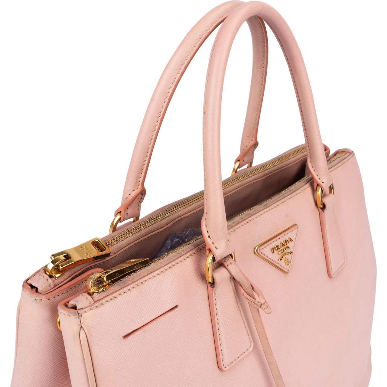 Prada Prada Pink Saffiano Leather Galleria Handbag Rood