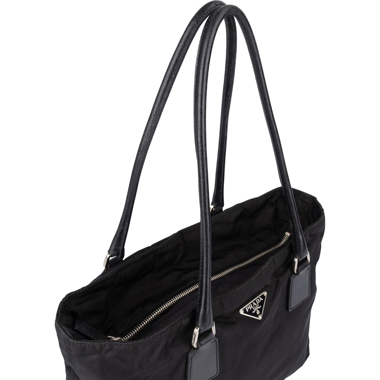 Prada Prada Nylon Triangle Shoulder Bag Zwart