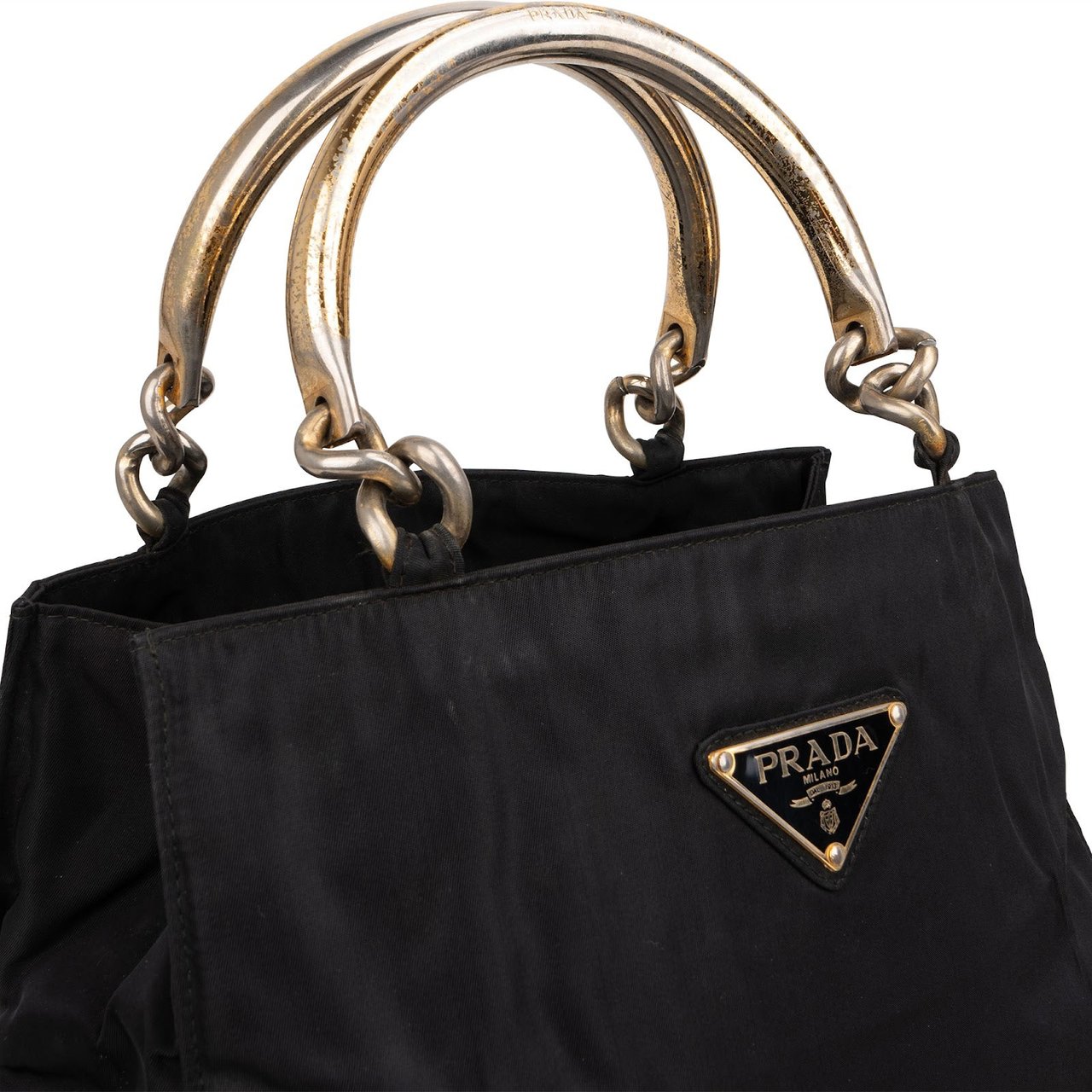 Prada Prada Nylon Triangle Handbag Zwart