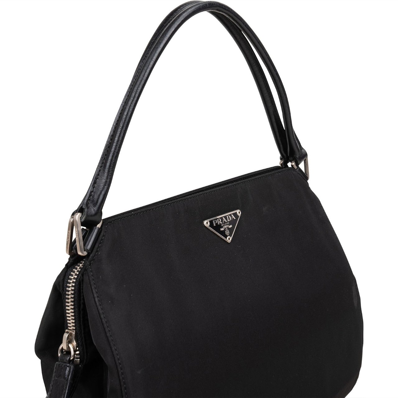 Prada Prada Black Nylon Triangle Handbag Zwart