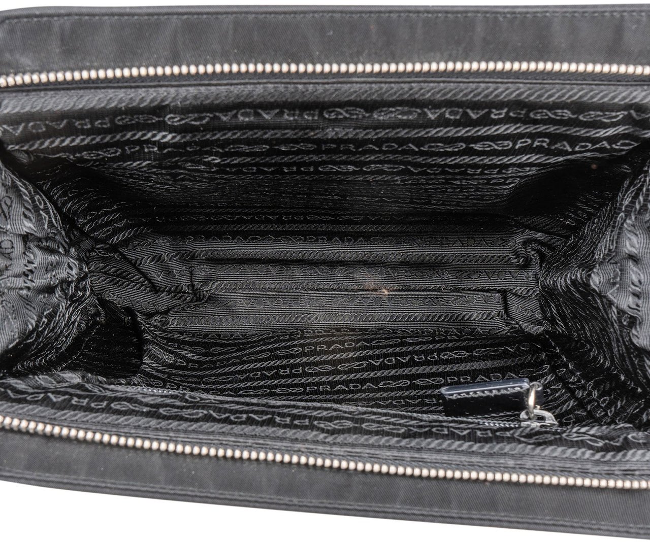 Prada Black Nylon Triangle Handbag Zwart