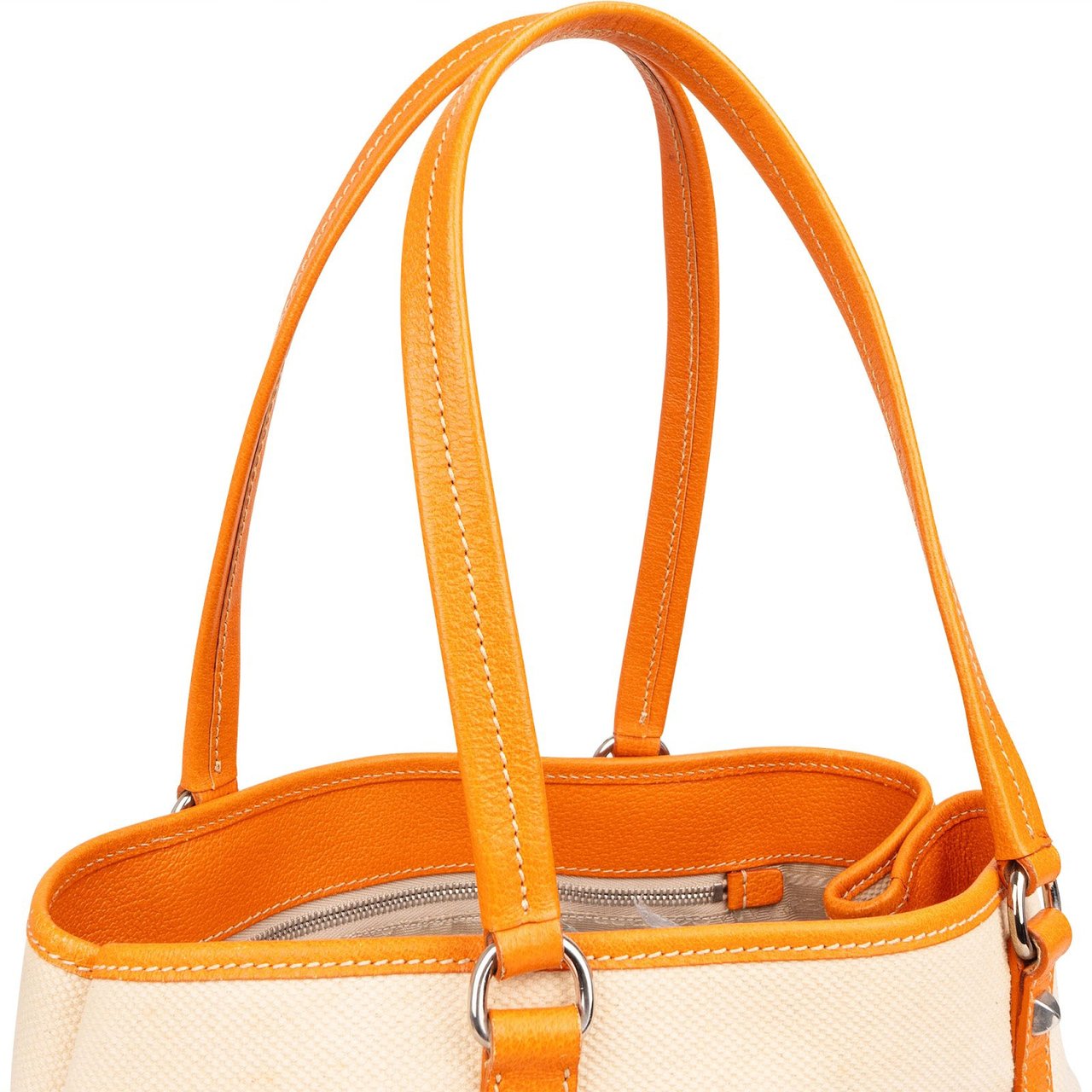 Prada Prada Canvas and Leather Triangle Shoulder Bag Oranje