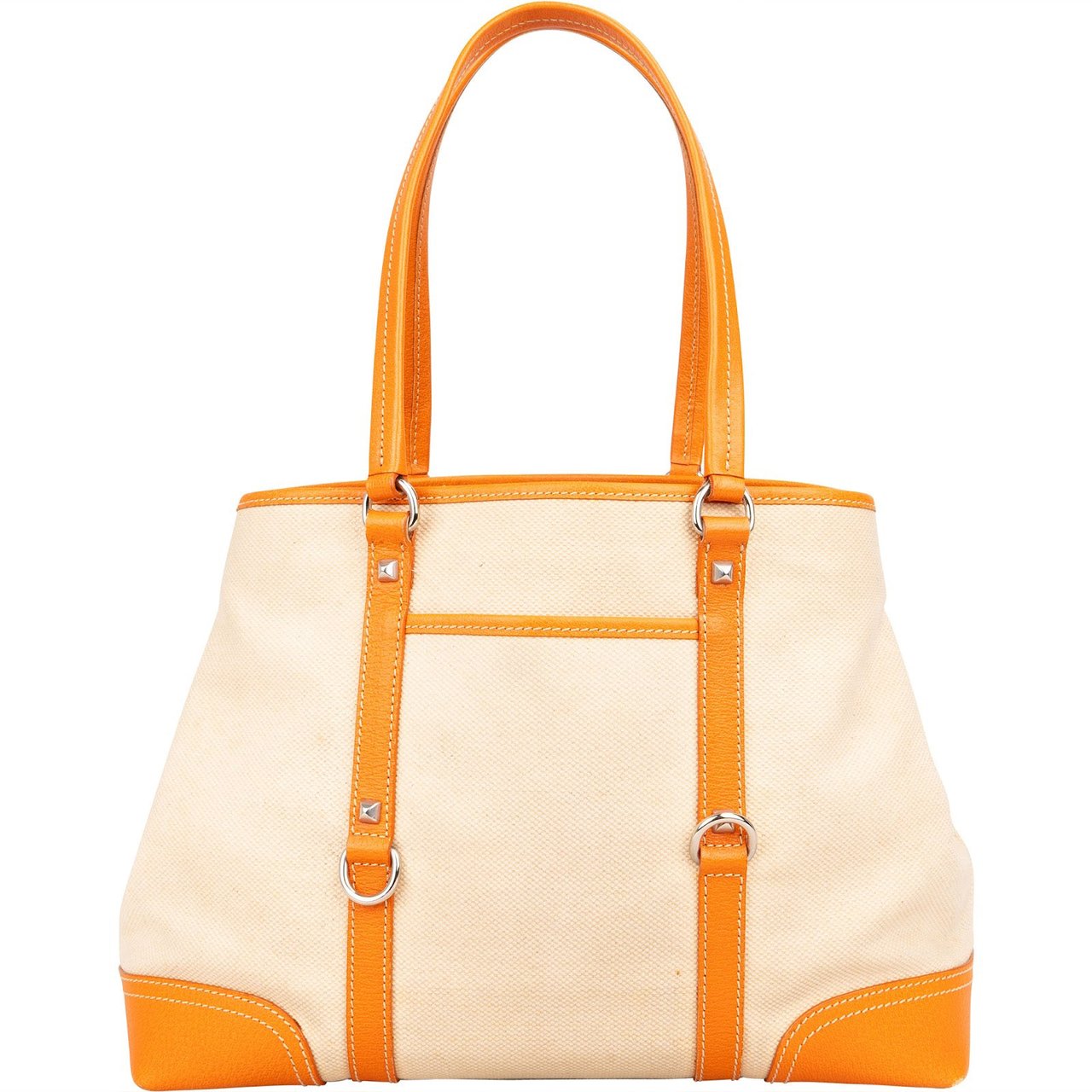 Prada Prada Canvas and Leather Triangle Shoulder Bag Oranje