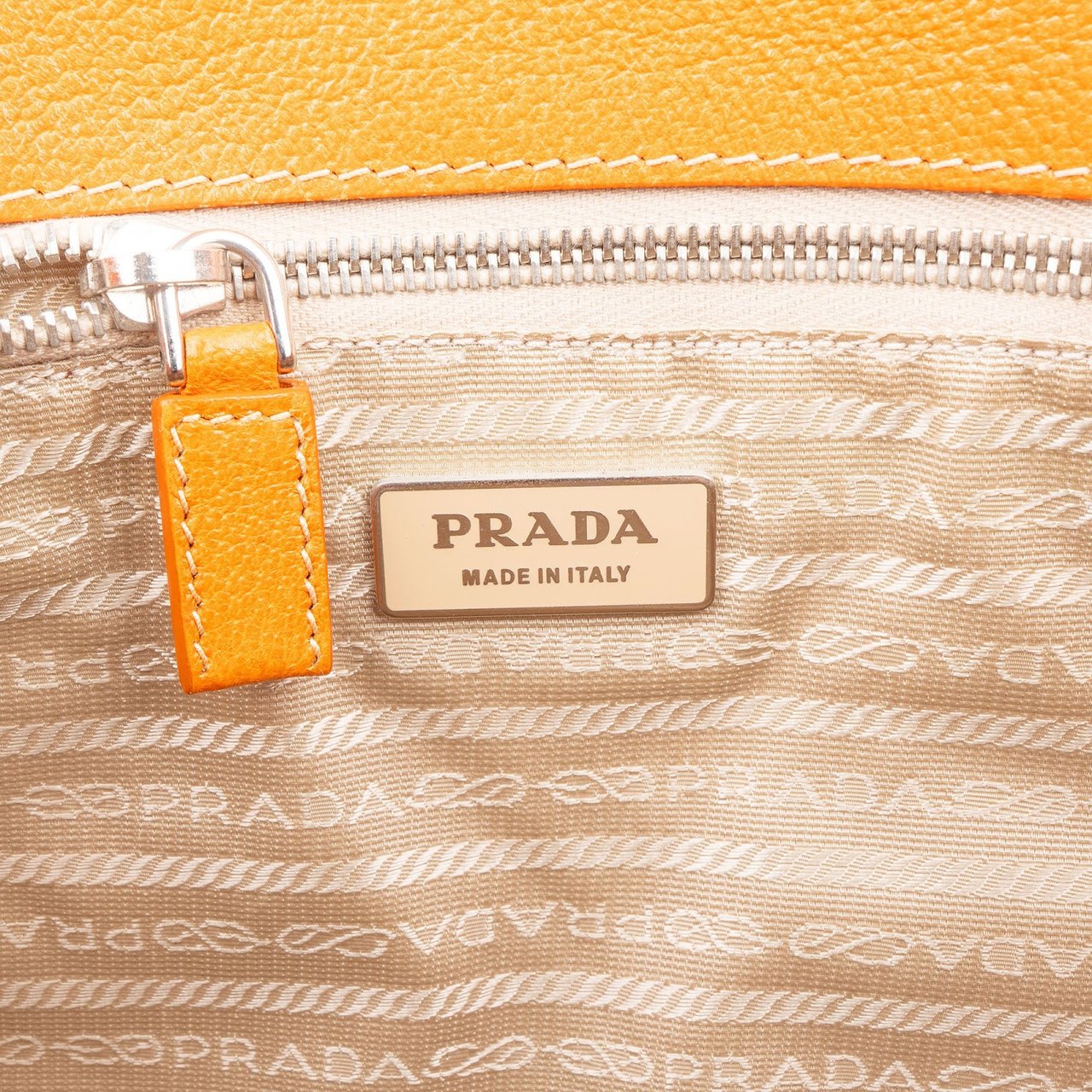 Prada Prada Canvas and Leather Triangle Shoulder Bag Oranje