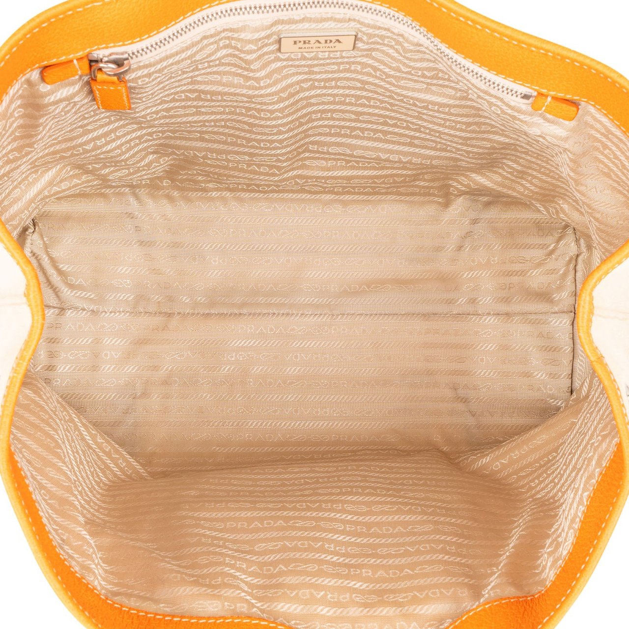 Prada Prada Canvas and Leather Triangle Shoulder Bag Oranje