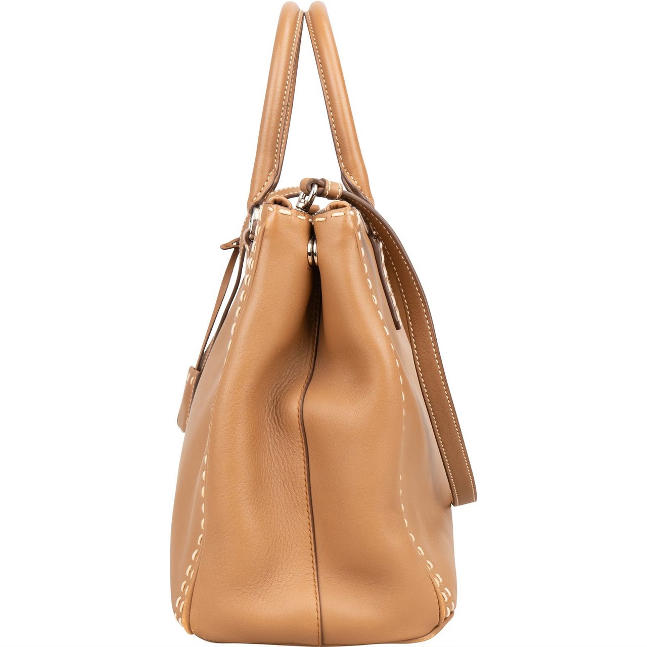 Prada Prada Stitching Leather Galleria Handbag Bruin