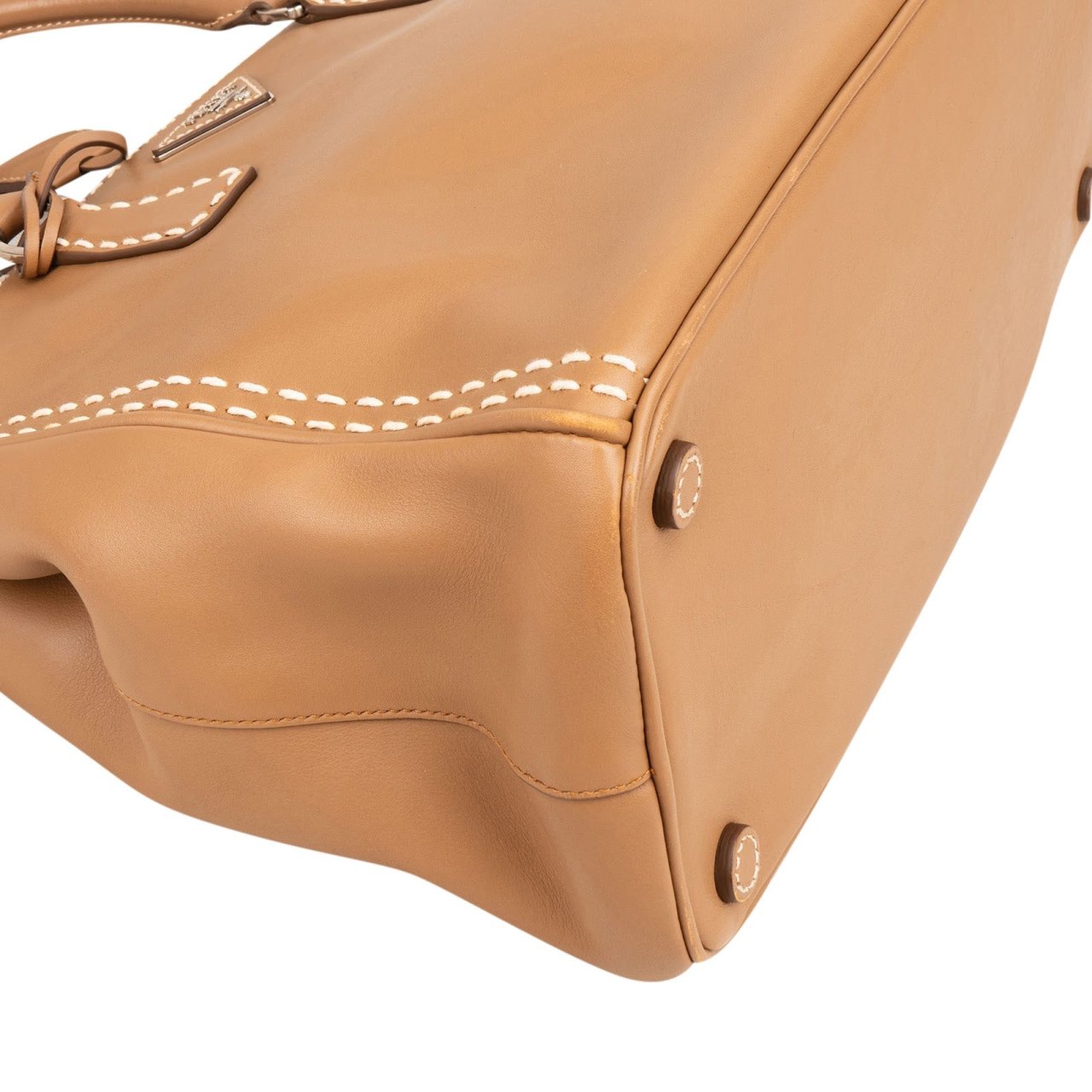 Prada Prada Stitching Leather Galleria Handbag Bruin