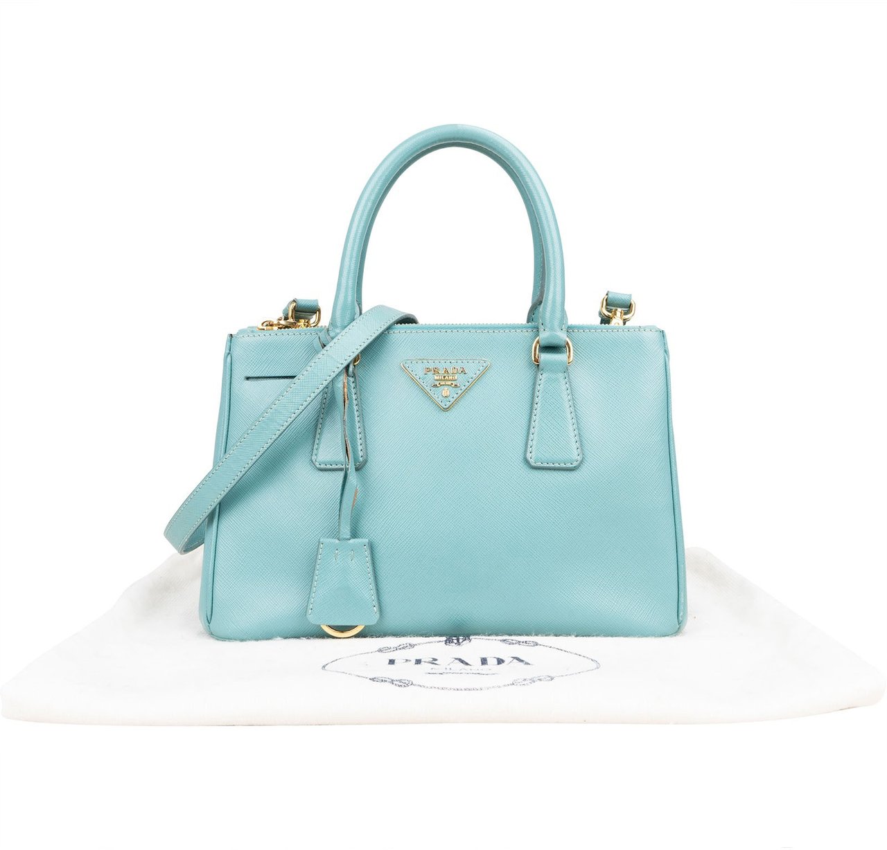 Prada Prada Saffiano Leather Galleria Handbag Lichtblauw