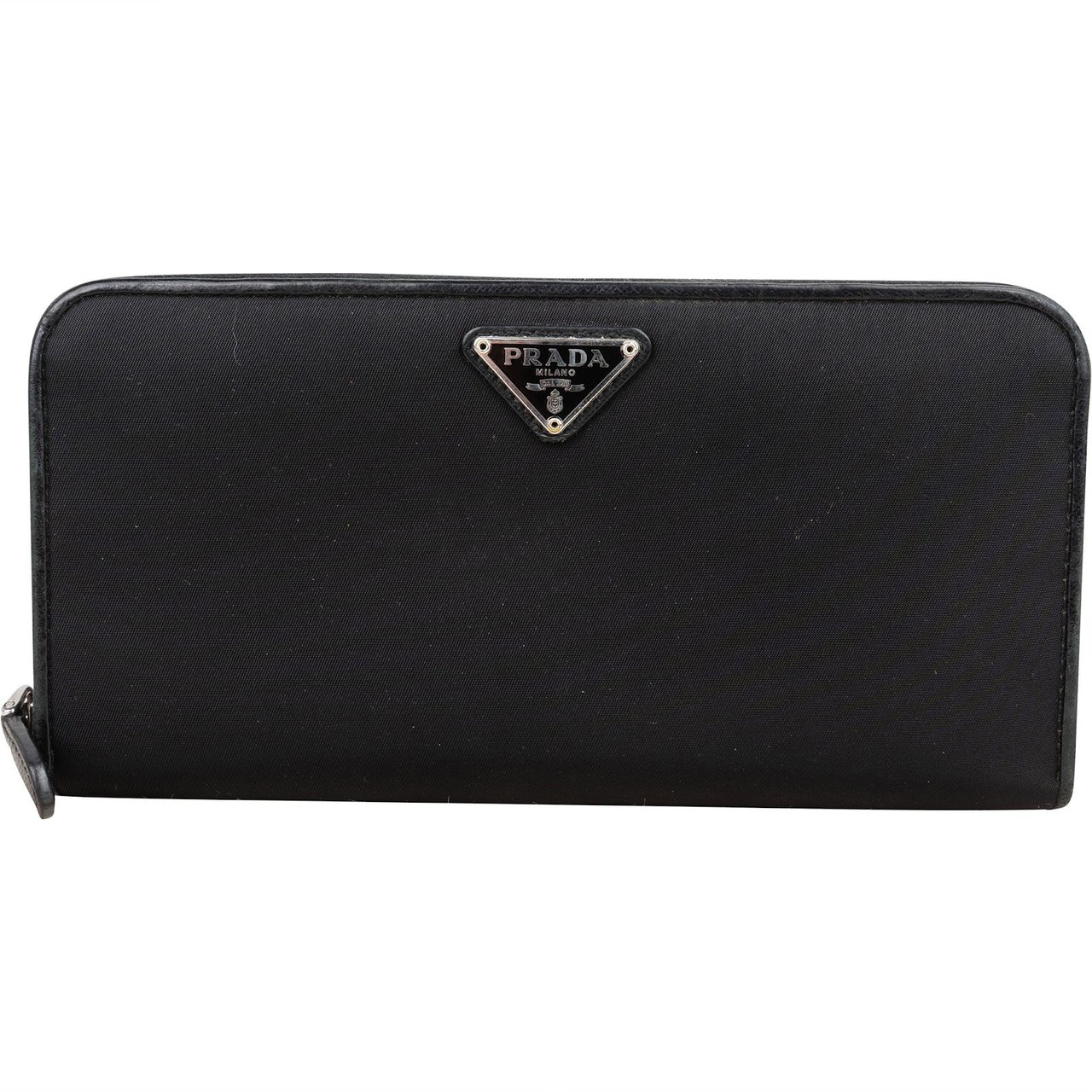 Prada Prada Nylon Triangle Zip Wallet Zwart