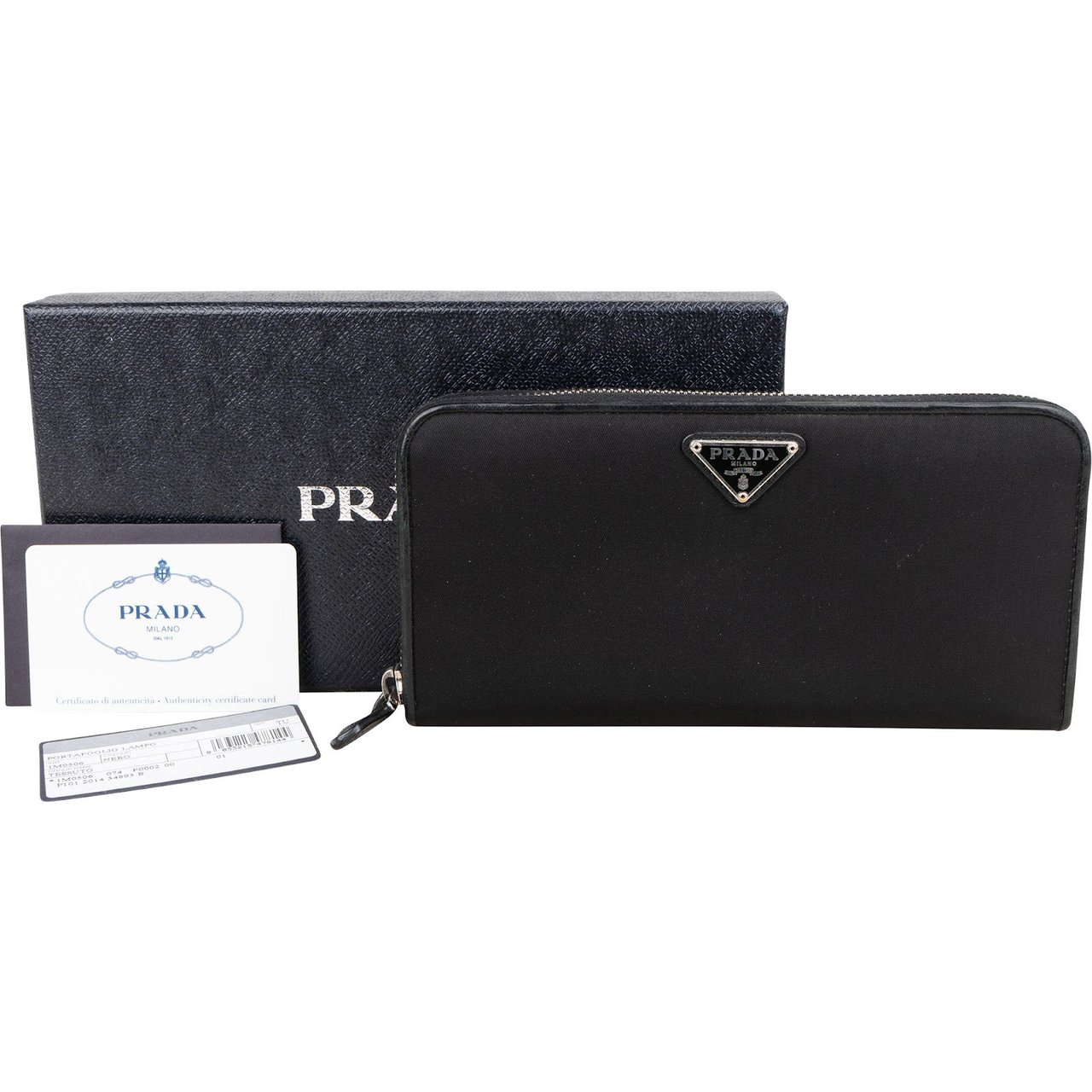 Prada Prada Nylon Triangle Zip Wallet Zwart