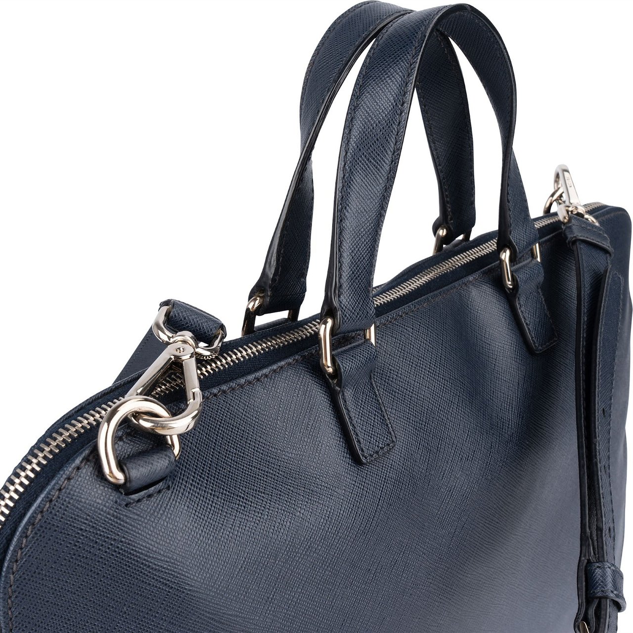Prada Prada Saffiano Leather Business Handbag Navy