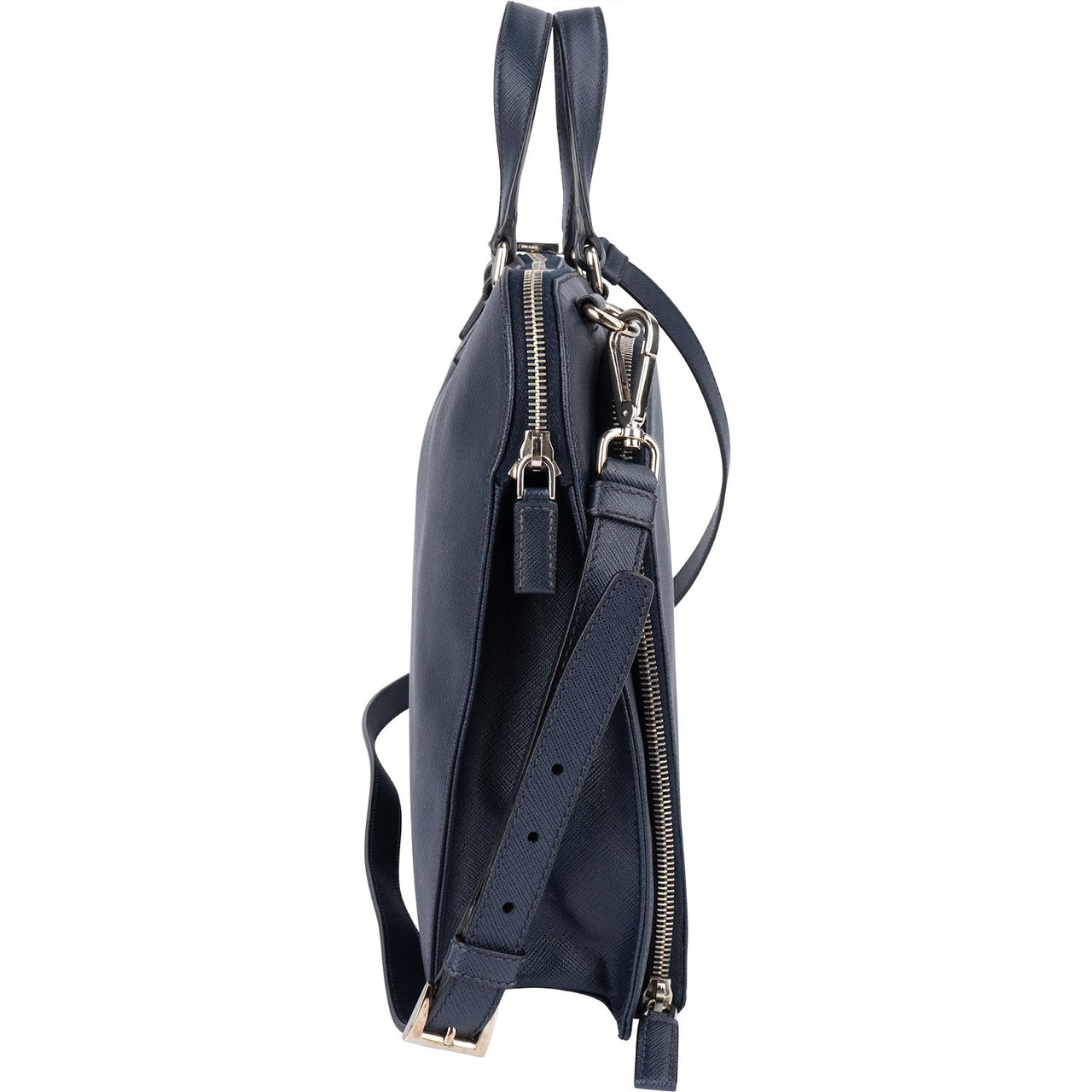 Prada Prada Saffiano Leather Business Handbag Navy