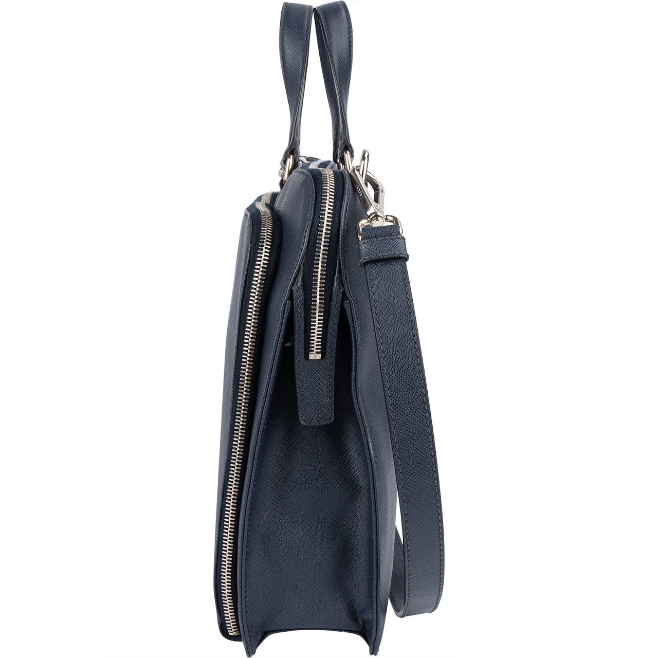 Prada Prada Saffiano Leather Business Handbag Navy