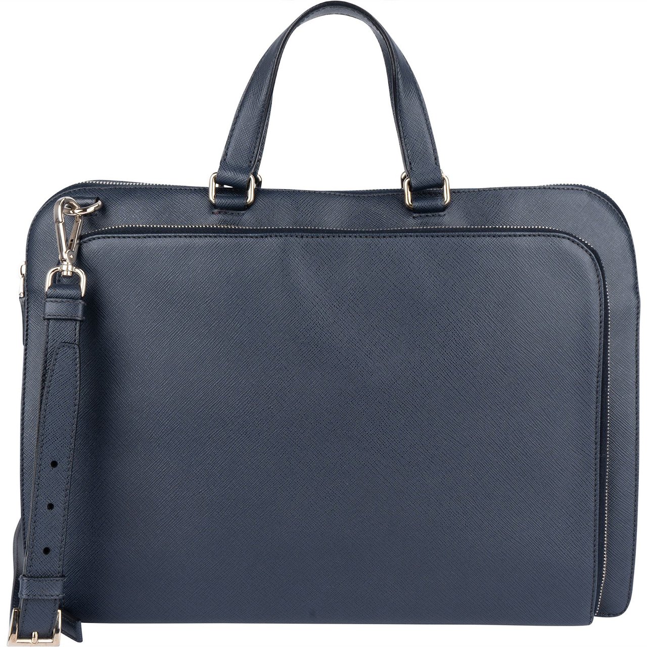 Prada Prada Saffiano Leather Business Handbag Navy