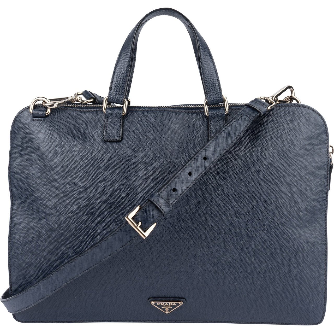 Prada Prada Saffiano Leather Business Handbag Navy