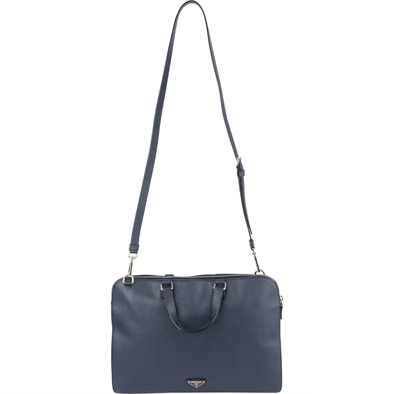 Prada Prada Saffiano Leather Business Handbag Navy