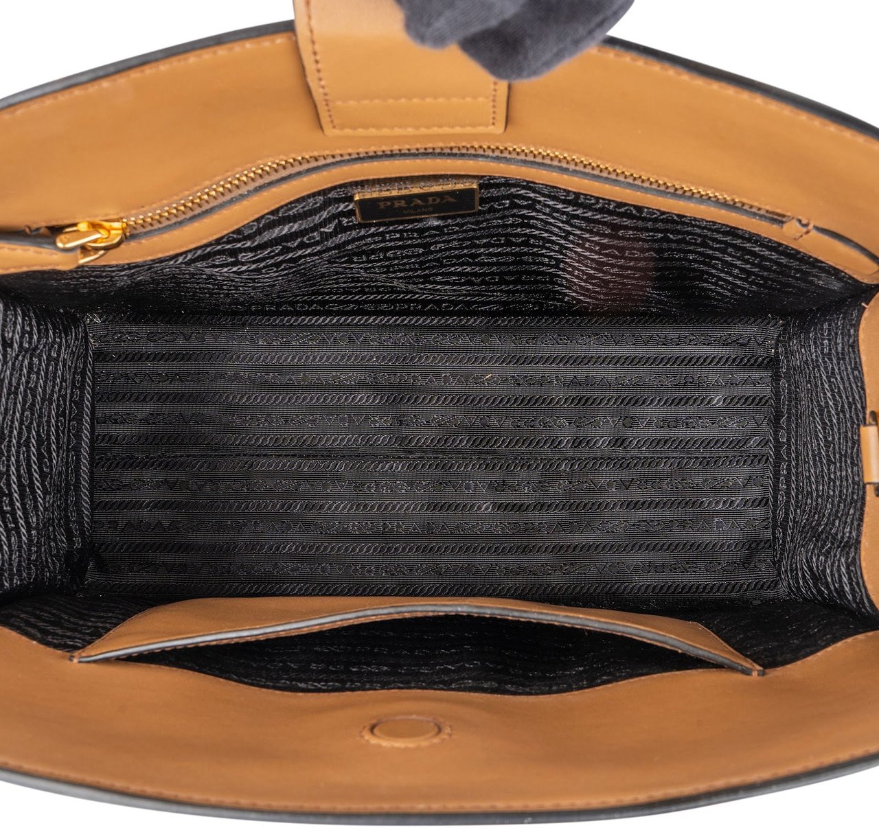 Prada Prada Brown Saffiano and Calf Leather 2Way Handbag Bruin